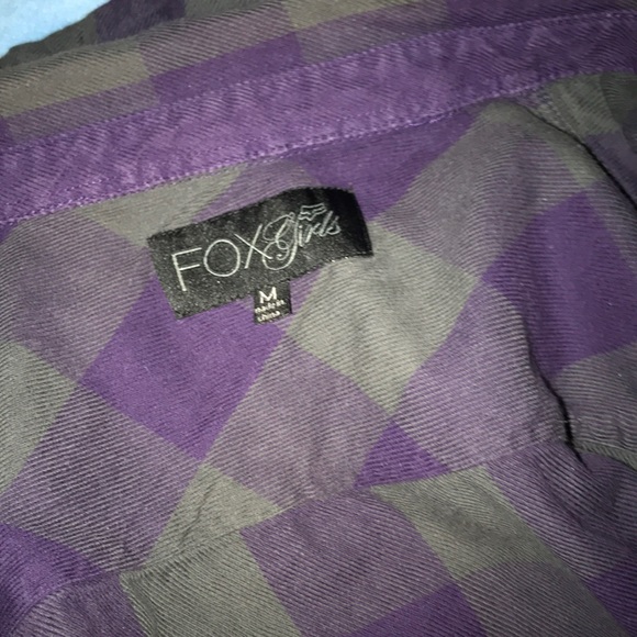 Fox girls medium purple and grey button down 💕 - Picture 3 of 3